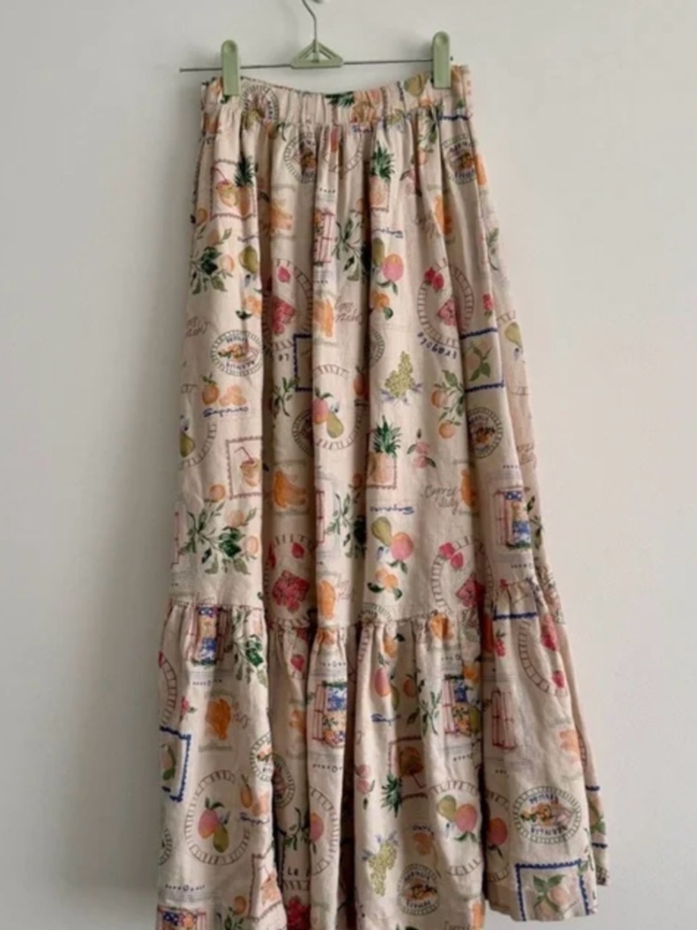 Abercrombie & Fitch Cream Maxi Skirt with Multicolor Citrus Print